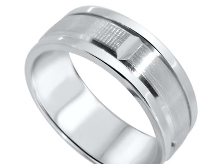 Textured and Engraved Wedding Ring