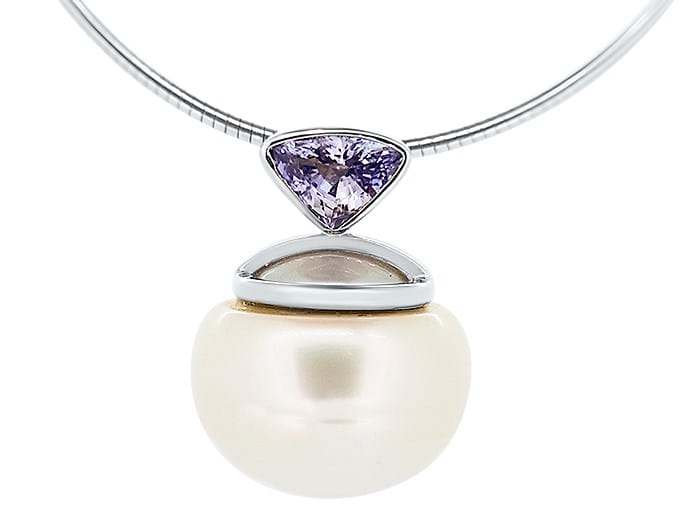 Ceylon Sapphire and South Sea Pearl Pendant