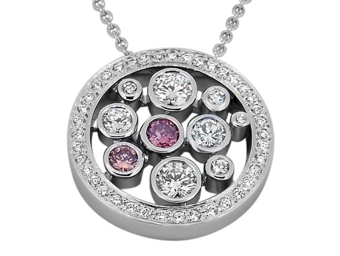 Pink & White Diamond White Gold Pendant